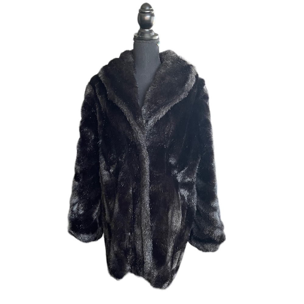 Vintage Monterey Fashions Faux Fur Black Women’s Jacket Coat Sz 14